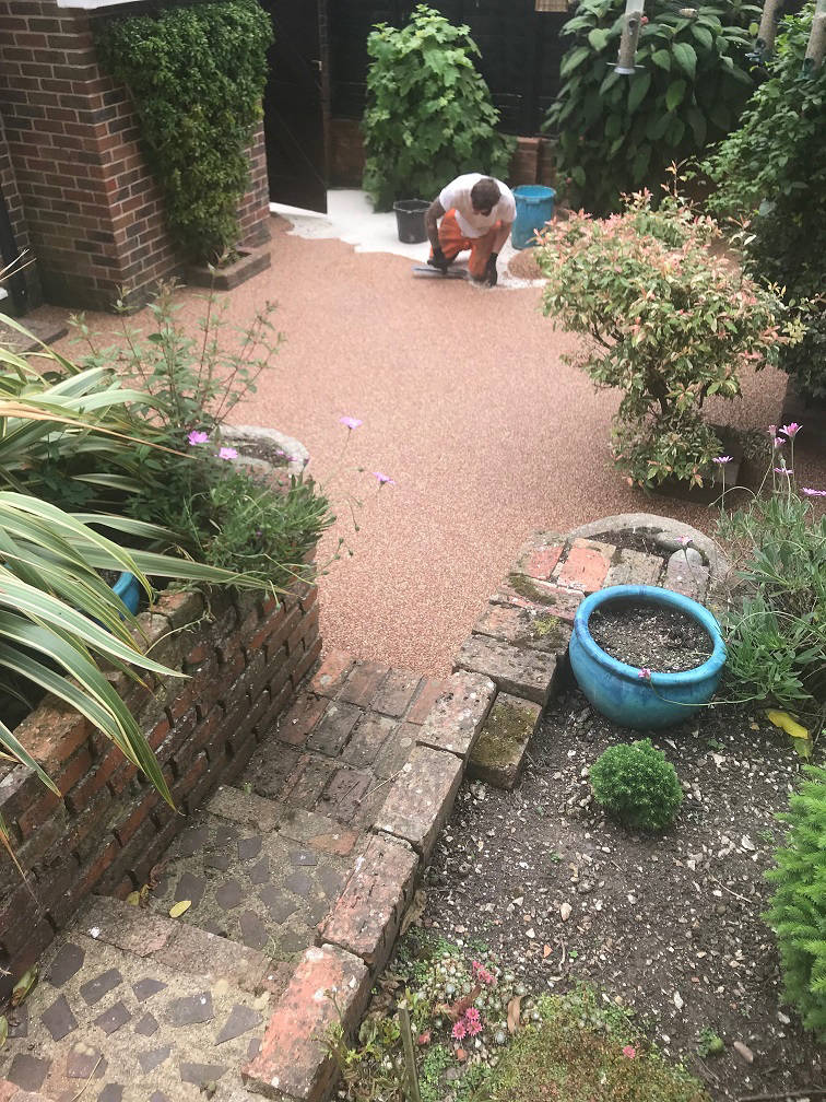 laying resin bond to a courtyard